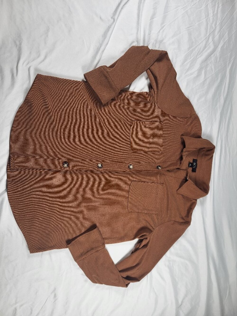 BCX Shirt Women's XL Brown Long Sleeve Button Down Quiet Luxury Modern Soft